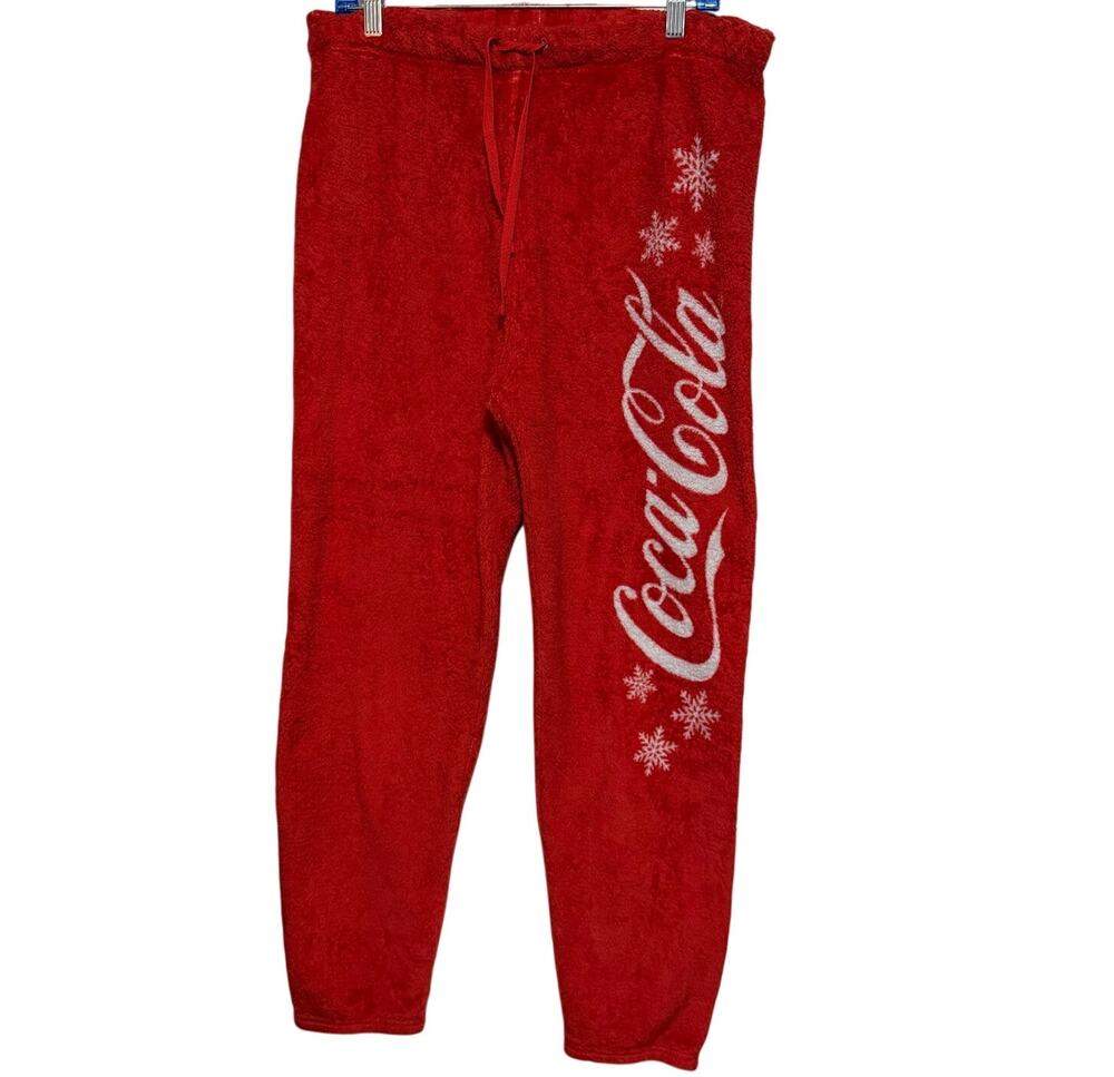 Coca-Cola Women's Red Fleece Sleepwear Pants‎ Coca-Cola & Snowflakes Size XL